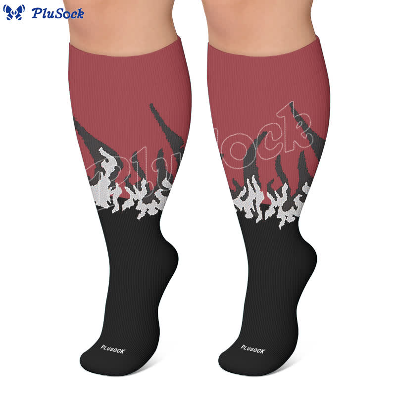 Chaussettes de compression grandes tailles à motif flamme et blocs de couleur - image 5