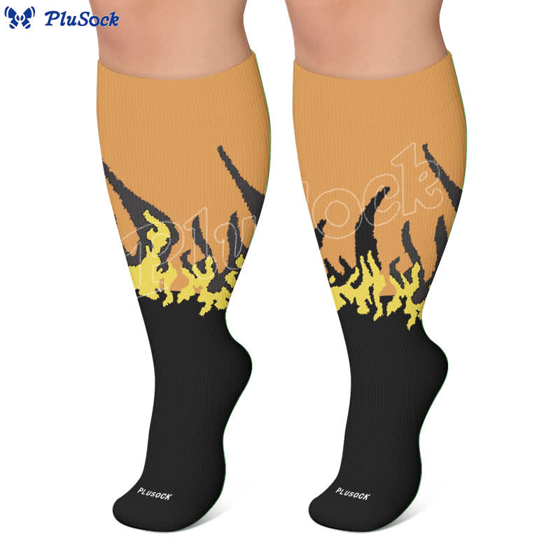 Chaussettes de compression grandes tailles à motif flamme et blocs de couleur - image 7