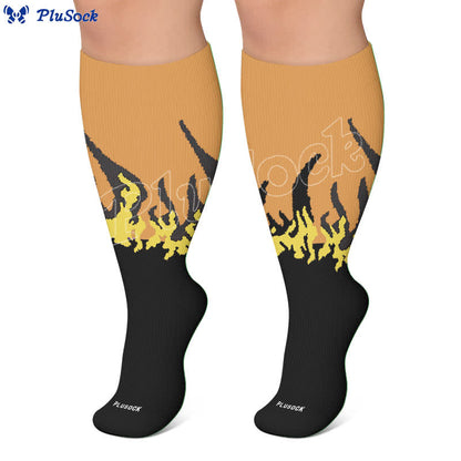 Chaussettes de compression grandes tailles à motif flamme et blocs de couleur - image 7