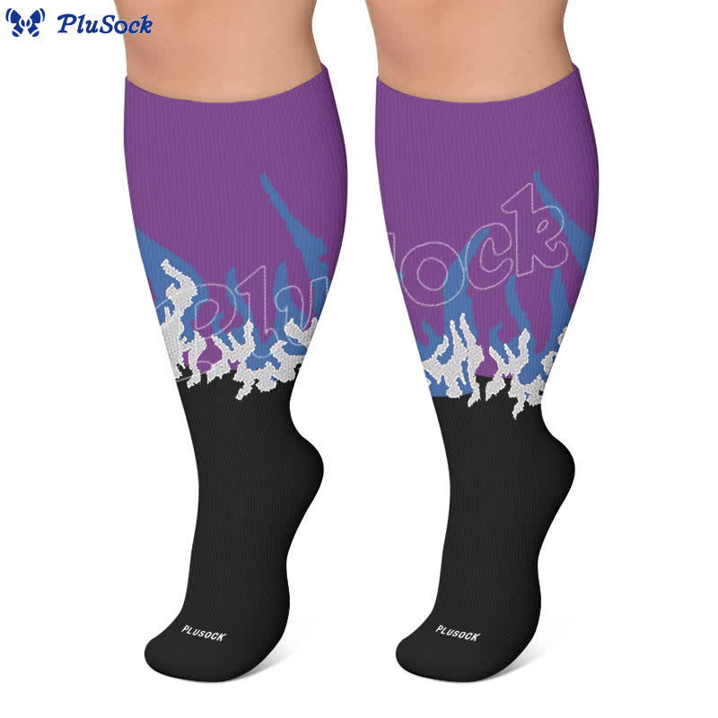 Chaussettes de compression grandes tailles à motif flamme et blocs de couleur - image 6
