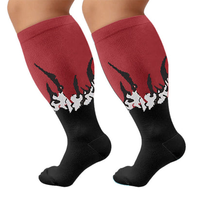 Chaussettes de compression grandes tailles à motif flamme et blocs de couleur - Violet (1 paire) - 2XL - image 8
