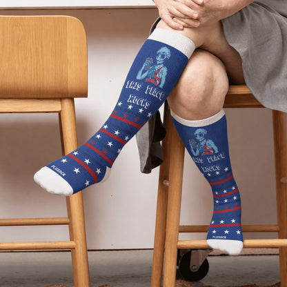 Chaussettes de compression grandes tailles à rayures feux d'artifice - image 2