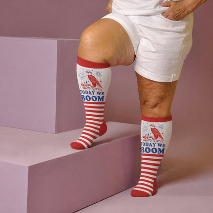 Chaussettes de compression grandes tailles à rayures feux d'artifice - image 3