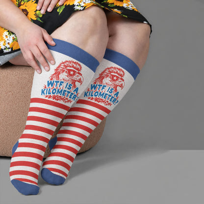 Chaussettes de compression grandes tailles à rayures feux d'artifice - image 1