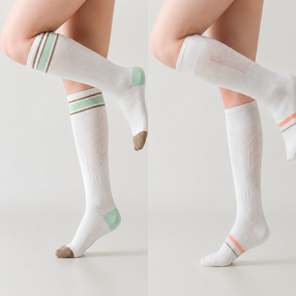 Chaussettes de compression sport rayées (2 paires) - Blanc-A+Blanc-C - UE36-39 (US3-6) - image 7