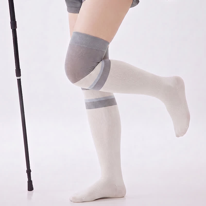 Chaussettes de compression athlétiques à blocs de couleur (2 paires) - Blanc - EU36-40(US3-7) - image 6