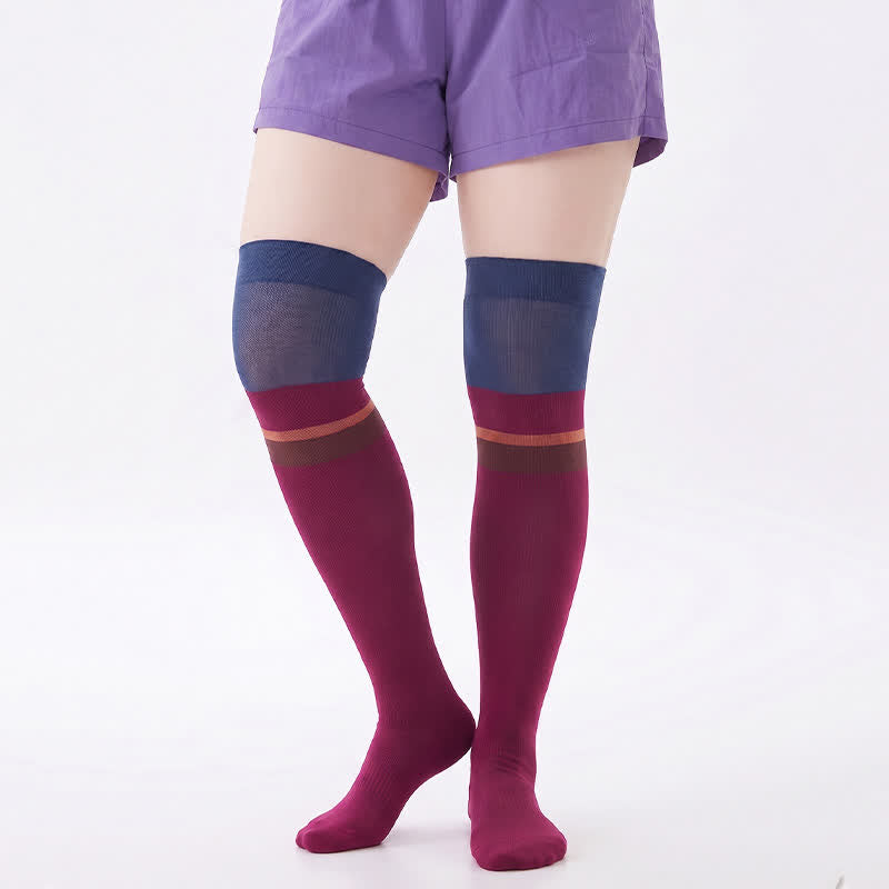 Chaussettes de compression athlétiques à blocs de couleur (2 paires) - Rouge - EU36-40(US3-7) - image 4