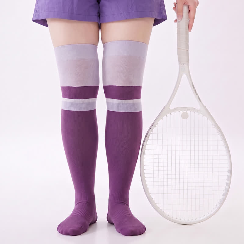 Chaussettes de compression athlétiques à blocs de couleur (2 paires) - Violet - EU36-40(US3-7) - image 2