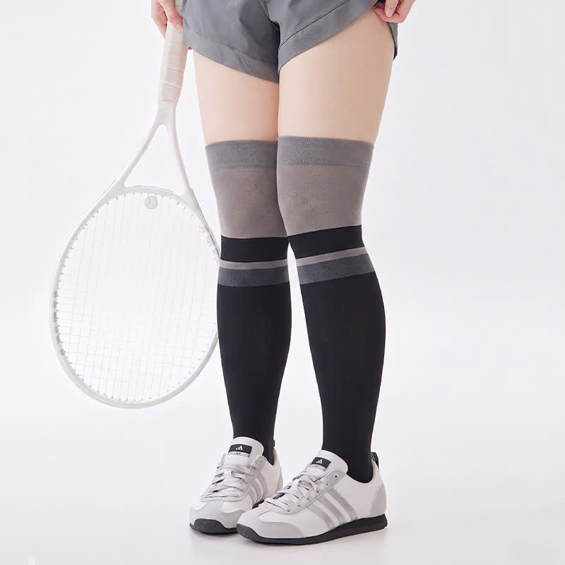 Chaussettes de compression athlétiques à blocs de couleur (2 paires) - Noir - EU36-40(US3-7) - image 3