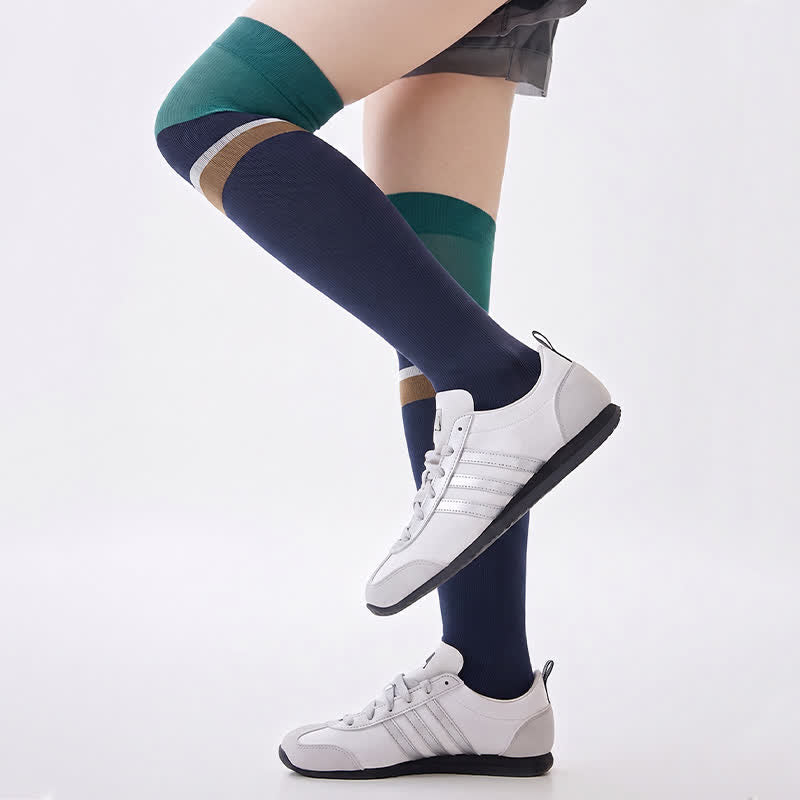 Chaussettes de compression athlétiques à blocs de couleur (2 paires) - Bleu - EU36-40(US3-7) - image 5