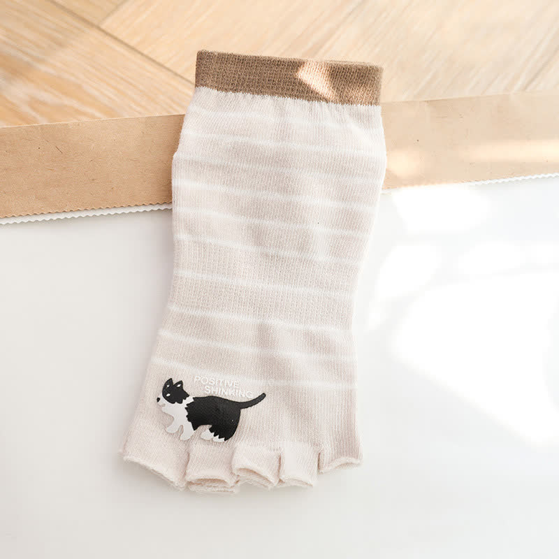 Chaussettes courtes à rayures chat (3 paires) - Nu - One Size - image 4