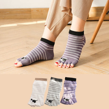 Chaussettes d'alignement à rayures de chat pour les orteils (3 paires) - image 0
