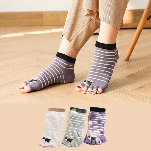Chaussettes d'alignement à rayures de chat pour les orteils (3 paires) - image 0