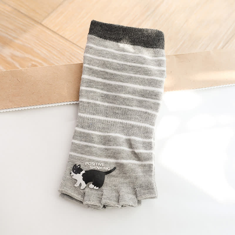 Chaussettes d'alignement à rayures de chat pour les orteils (3 paires) - Gris - One Size - image 5