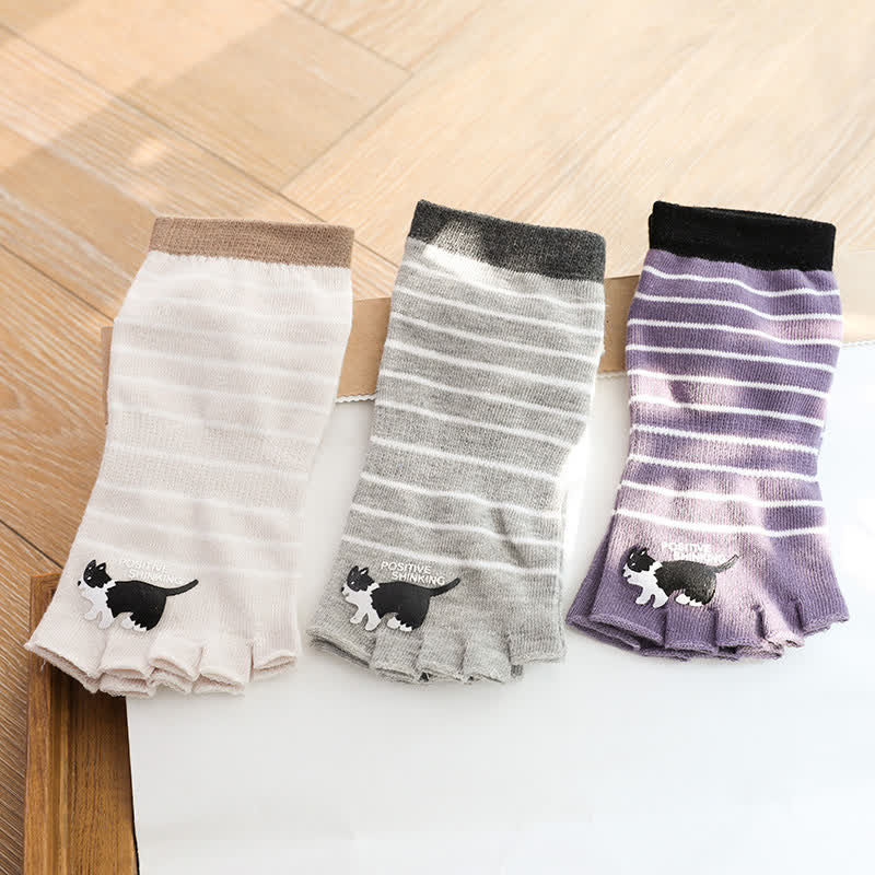 Chaussettes courtes à rayures chat (3 paires) - Multicolore - One Size - image 3