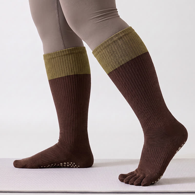 Chaussettes hautes à blocs de couleur (2 paires) - Brun - One Size - image 2