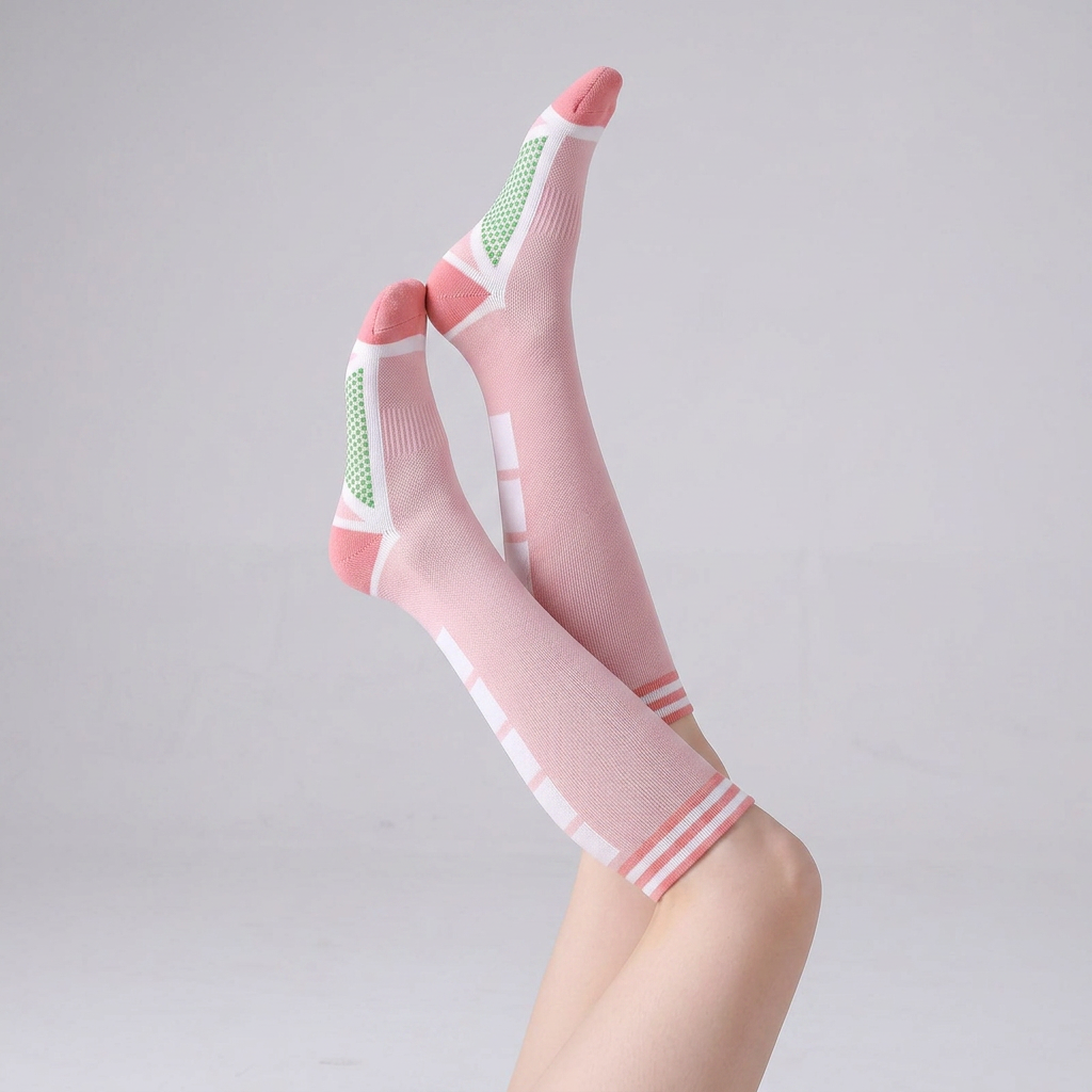 Chaussettes de compression à rayures sportives (2 paires) - Rose - EU36-40(US3-7) - image 9
