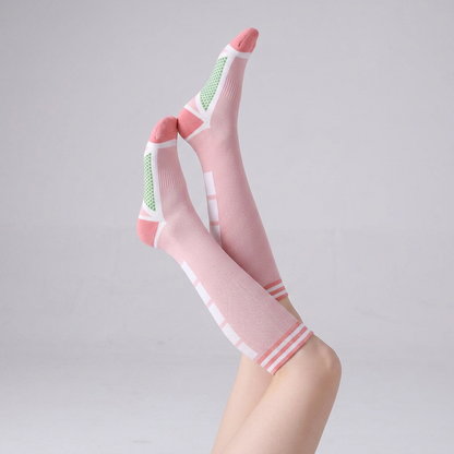 Chaussettes de compression à rayures sportives (2 paires) - Rose - EU36-40(US3-7) - image 9