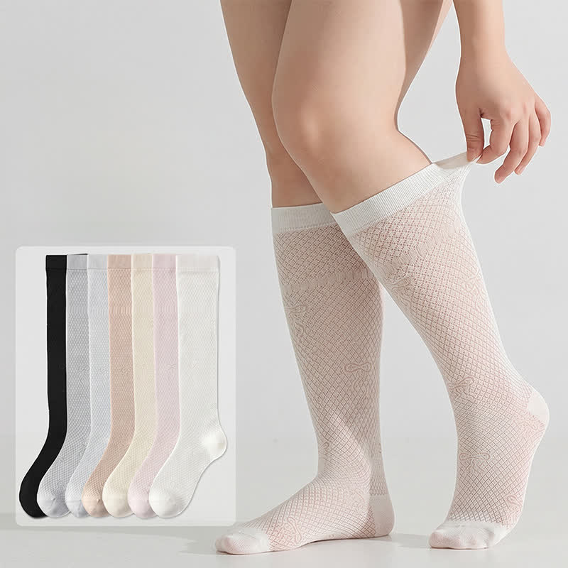 Chaussettes hautes côtelées en maille transparente (4 paires) - image 0