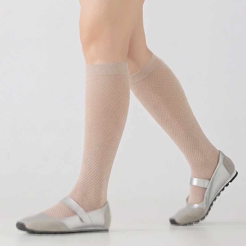 Chaussettes hautes côtelées en maille transparente (4 paires) - image 1
