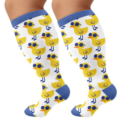 Chaussettes de compression grandes tailles à motif d'oiseaux de la ferme - Blanc (1 paire) - 4XL - image 9