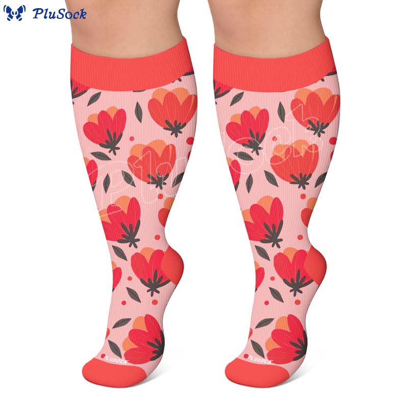 Chaussettes de compression blanches à fleurs grandes tailles - image 7