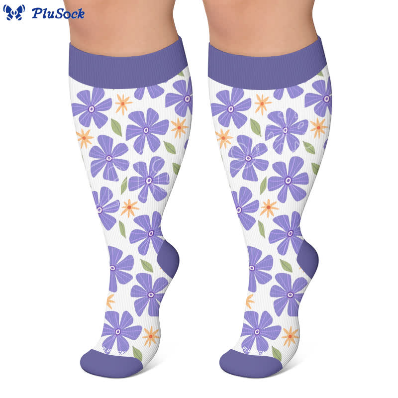 Chaussettes de compression blanches à fleurs grandes tailles - image 5