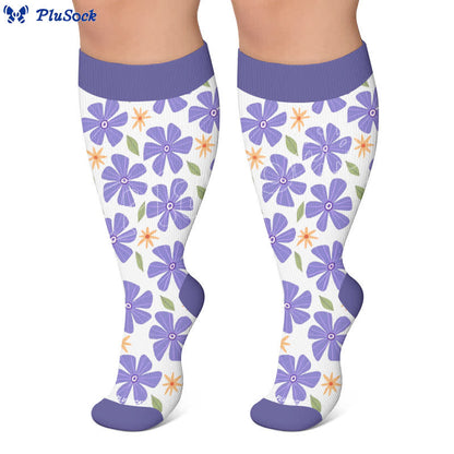 Chaussettes de compression blanches à fleurs grandes tailles - image 5