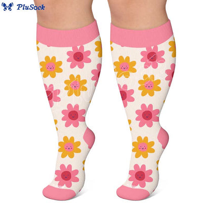 Chaussettes de compression blanches à fleurs grandes tailles - image 6