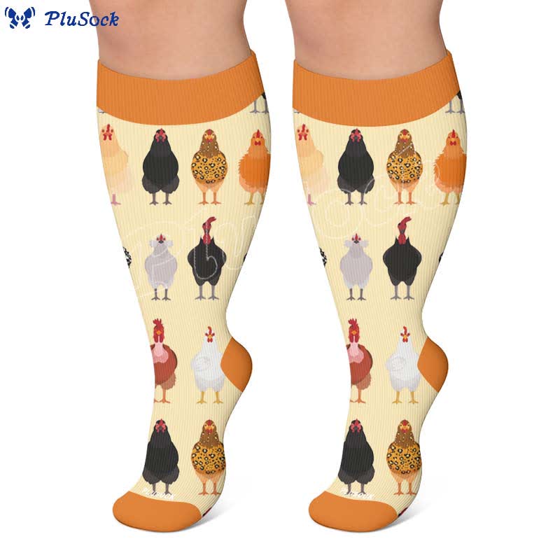 Chaussettes de compression grandes tailles à motif d'oiseaux de la ferme - image 6