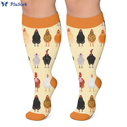 Chaussettes de compression grandes tailles à motif d'oiseaux de la ferme - image 6