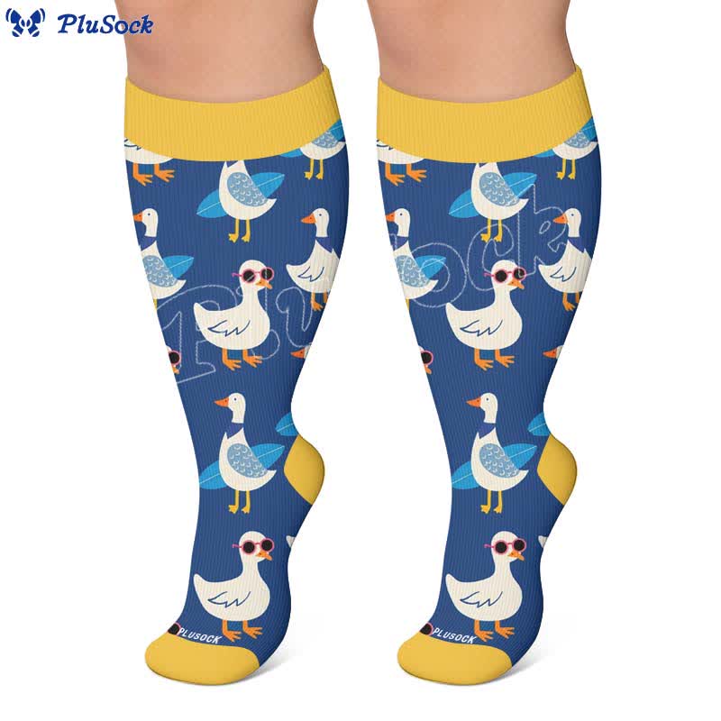 Chaussettes de compression grandes tailles à motif d'oiseaux de la ferme - image 7
