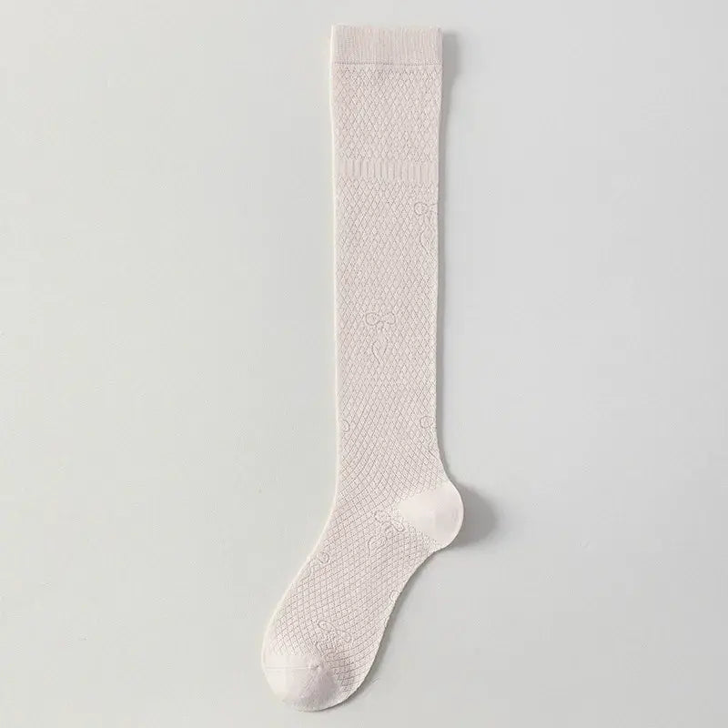 Chaussettes hautes côtelées en maille transparente (4 paires) - Rose - One Size - image 5