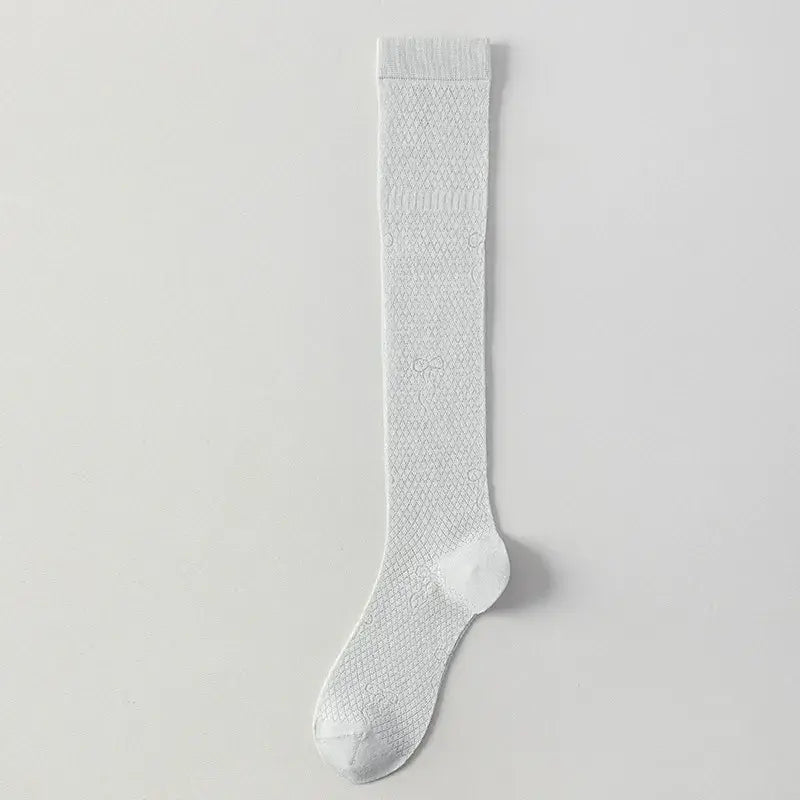 Chaussettes hautes côtelées en maille transparente (4 paires) - Gris clair - One Size - image 10