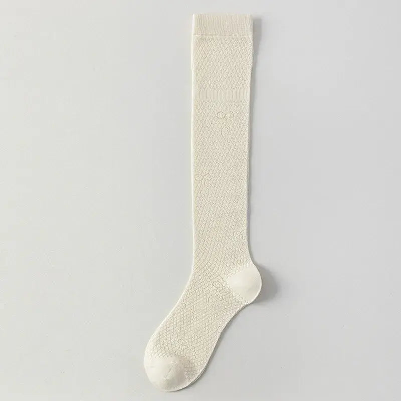 Chaussettes hautes côtelées en maille transparente (4 paires) - Café léger - One Size - image 8