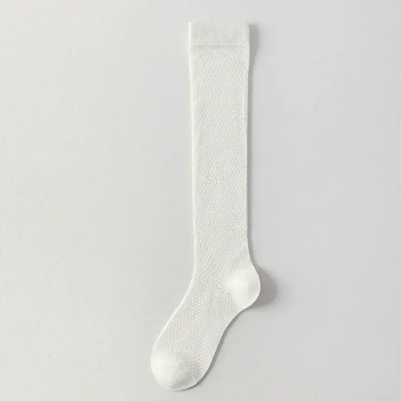 Chaussettes hautes côtelées en maille transparente (4 paires) - Blanc - One Size - image 6