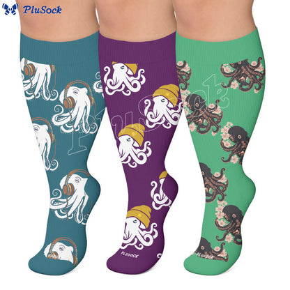 Chaussettes de compression tendance grande taille en forme de pieuvre - image 0