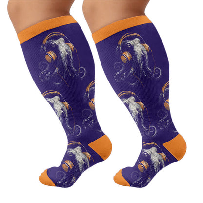 Chaussettes de compression grandes tailles à motif pieuvre bizarre - Orange (1 paire) - 4XL - image 8