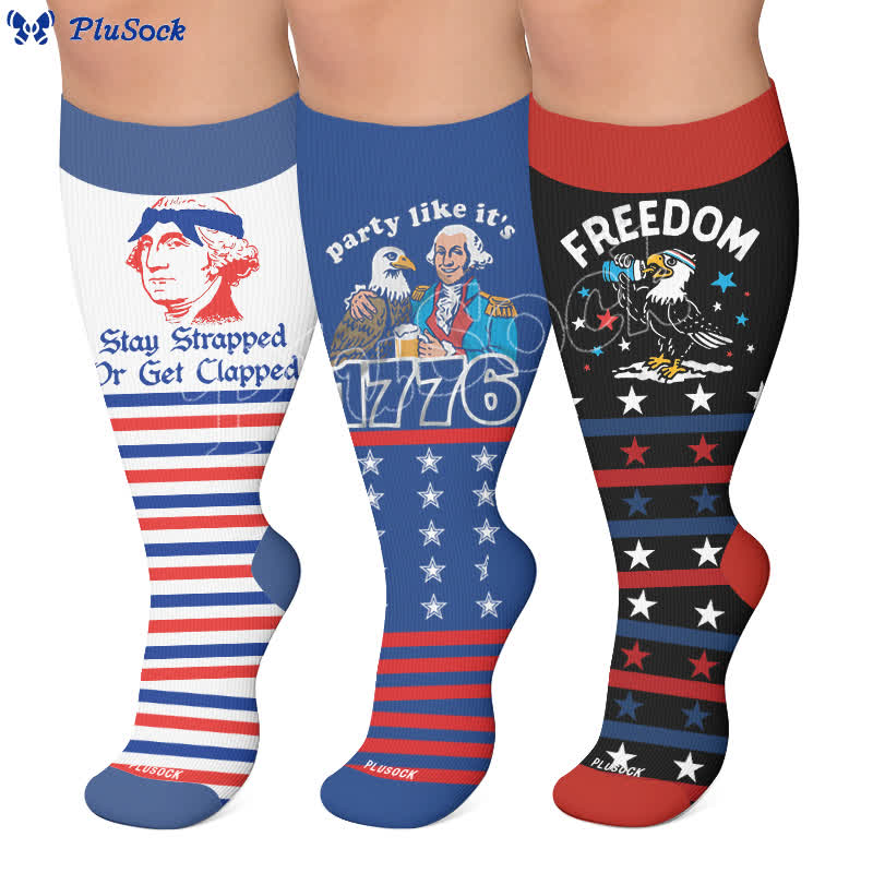 Chaussettes de compression patriotiques grandes tailles - image 0