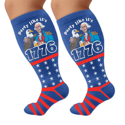 Chaussettes de compression patriotiques grandes tailles - Bleu (1 paire) - 4XL - image 9