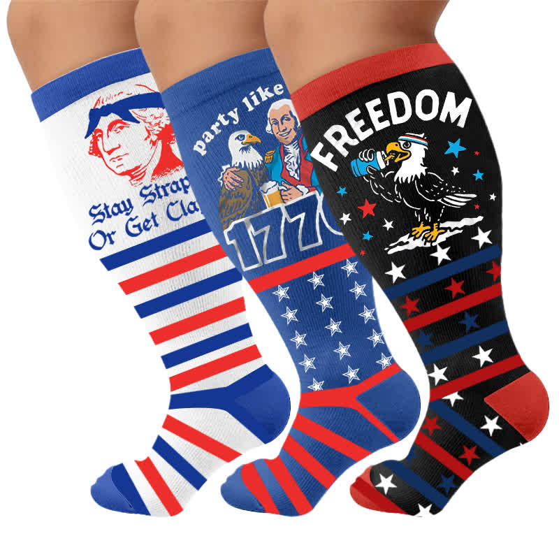 Chaussettes de compression patriotiques grandes tailles - Multicolore (3 paires) - 4XL - image 4