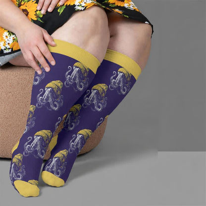 Chaussettes de compression grandes tailles à motif pieuvre bizarre - image 3