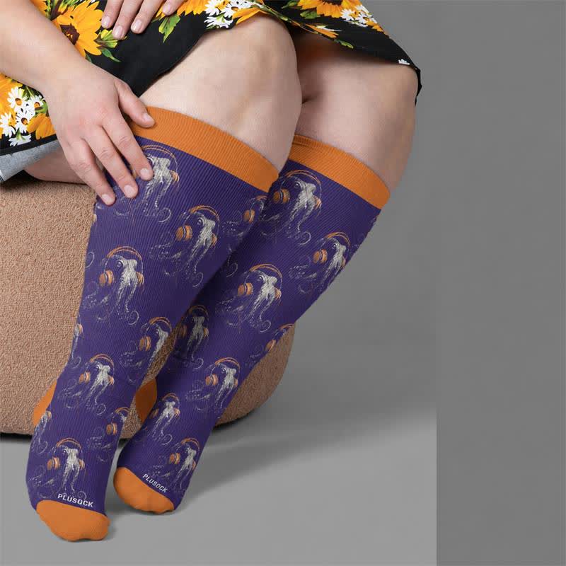 Chaussettes de compression grandes tailles à motif pieuvre bizarre - image 1