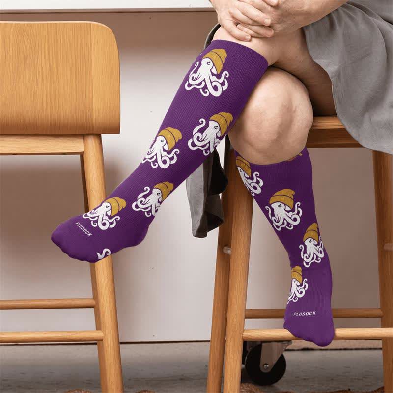 Chaussettes de compression tendance grande taille en forme de pieuvre - image 2