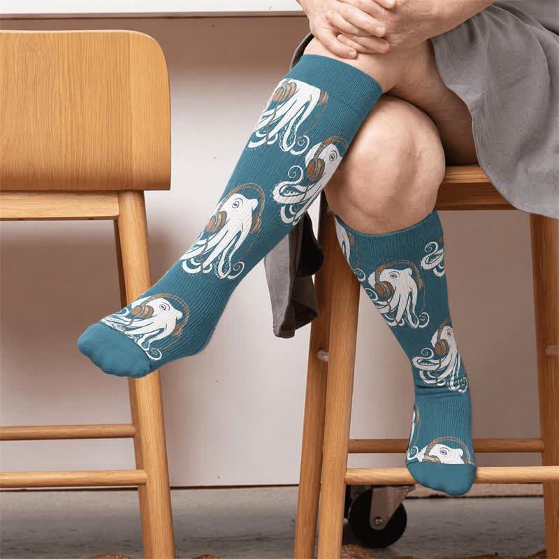 Chaussettes de compression tendance grande taille en forme de pieuvre - image 1