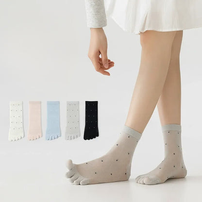 Chaussettes transparentes à pois avec alignement des orteils (3 paires) - Multicolore (5 paires) - UE35-39 (US2-6) - image 1