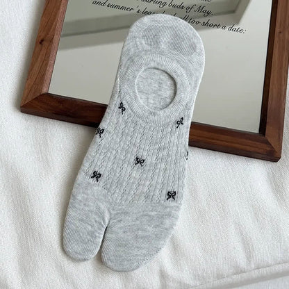 Chaussettes invisibles à bout fendu et côtelées douces (5 paires) - Gris clair - UE35-39 (US2-6) - image 8