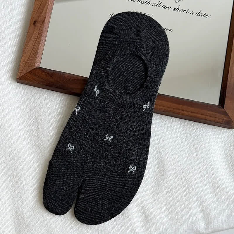 Chaussettes invisibles à bout fendu et côtelées douces (5 paires) - Gris foncé - UE35-39 (US2-6) - image 5