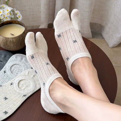 Chaussettes invisibles à bout fendu et côtelées douces (5 paires) - image 1
