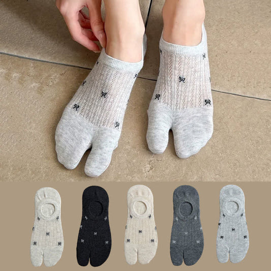 Chaussettes invisibles à bout fendu et côtelées douces (5 paires) - Multicolore - UE35-39 (US2-6) - image 0
